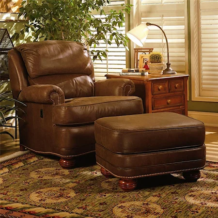 Upholstered Tilt-Back Reclining Chair & Ottoman